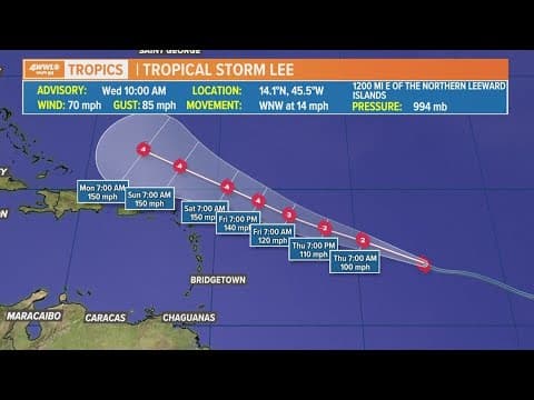Wednesday noon tropical update: Lee expected to become hurricane by weekend