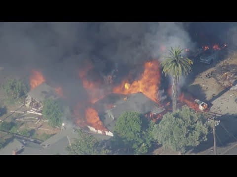 7 missing after explosion at California fireworks warehouse sets off massive blaze