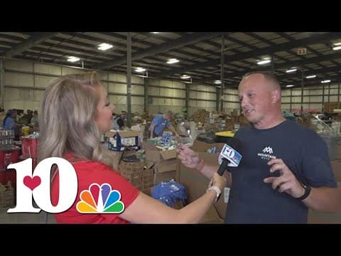 Volunteers sorting donations for Hurricane Helen victims in Cocke County