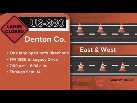 U.S. 380 closures in Denton County: What you need to know