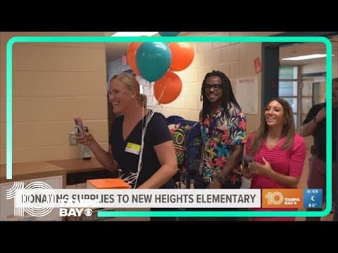 Donating supplies to New Heights Elementary
