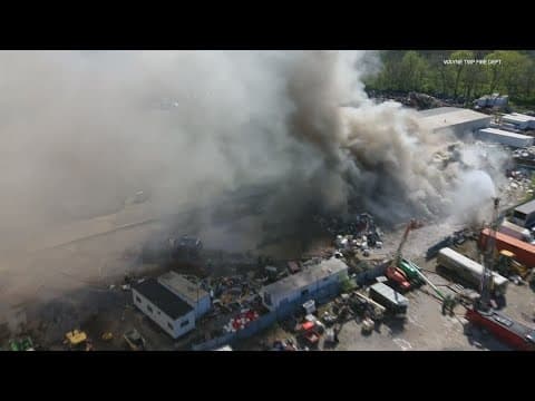 Massive scrapyard fire breaks out in Indy, smoke seen as far as Johnson County