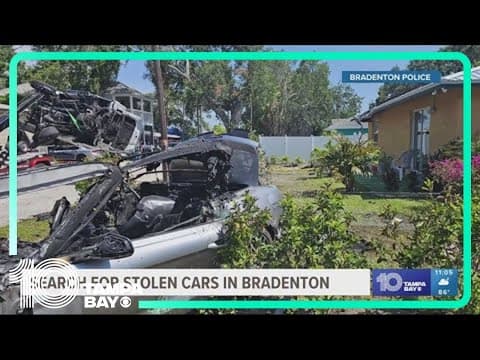 Police: Stolen cars from Bradenton auto shop cause fiery crash, home roof damage