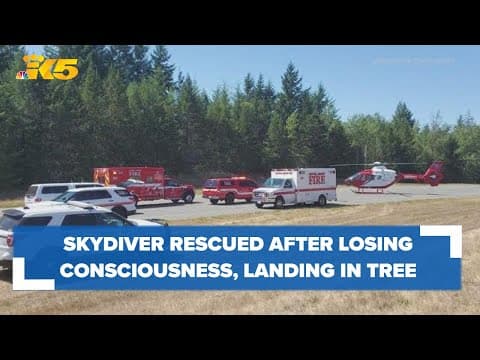 Skydiver rescued after losing consciousness in the air, landing in tree