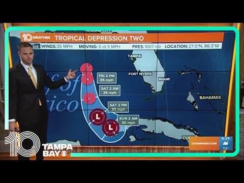 Tracking the Tropics: Tropical Depression Two continuing to move slowly south off Florida coast