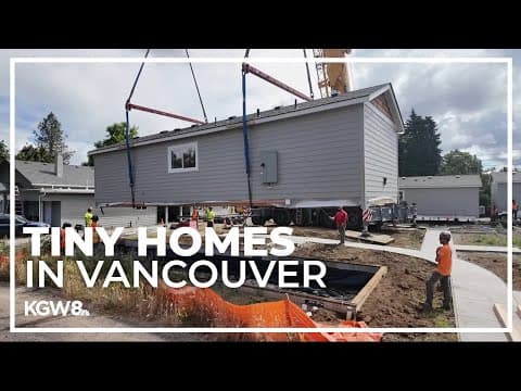 Tiny homes craned into Vancouver neighborhood to create community for those exiting homelessness