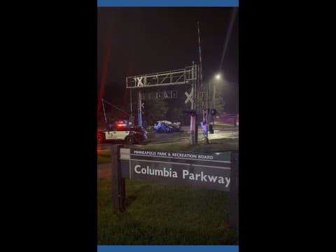 Two cars crash into a train in northeast Minneapolis