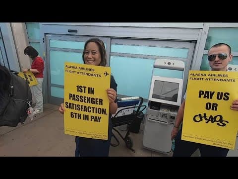 Alaska Airlines flight attendants picket for better pay