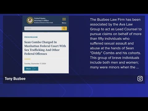 Tony Buzbee announces his firm will be lead counsel in lawsuits against 'Diddy'