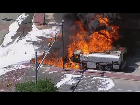 Traffic blocked off in Desoto as crews handle 5,000-gallon diesel tanker fire