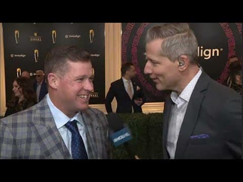 KHOU 11's Jason Bristol finds Texans' Jon Weeks on the NFL Honors Red Carpet