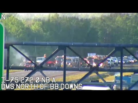 Vehicle fire blocks southbound lanes of I-75 in Hillsborough County