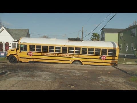School bus stranded in a New Orleans sinkhole