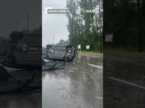 Tornado lifts up and flips over car in South Carolina #shorts