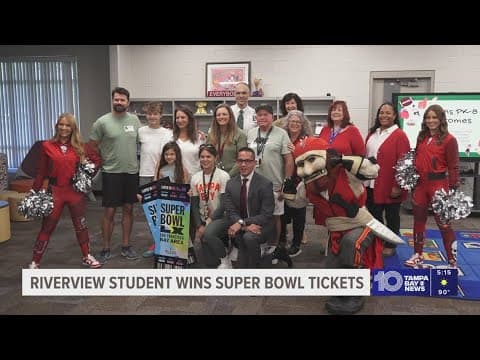 A Riverview student was surprised with Super Bowl tickets