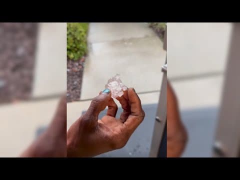 Hail falls in Tampa during Monday's storms