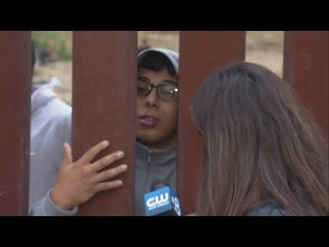 CBS 8's Neda Iranpour speaks to migrants at the border