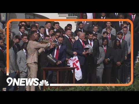 JD Vance fumbles Ohio State national championship trophy during team's ceremony at White House