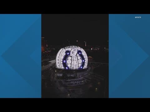 Indianapolis Colts Super Bowl ring projected on the Las Vegas Sphere