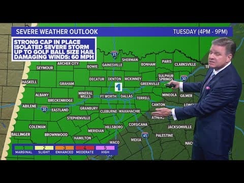 DFW Weather |  Low risk of severe weather Tuesday in 14 day forecast