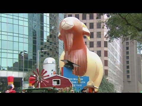 The GOAT in the H-E-B Thanksgiving Day parade!  Really, a goat.