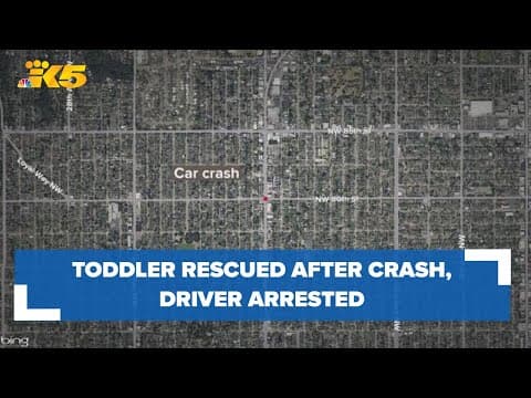 Toddler rescued from car after crash; driver suspected of DUI