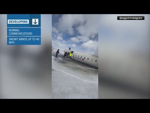 Passengers of Delta Airlines flight survive after plane flips over