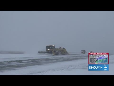 Snowplows in Houston? Houston airports work to clean snow off runways
