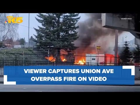 Tacoma business owner captures massive overpass fire on camera