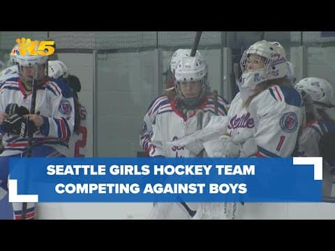 Seattle Junior Hockey Association girls team 'Lady Admirals' playing against boys