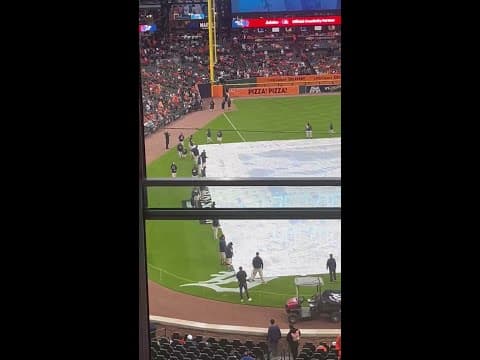 Tarp comes off the field in Detroit after Mariners vs. Tigers rain delay