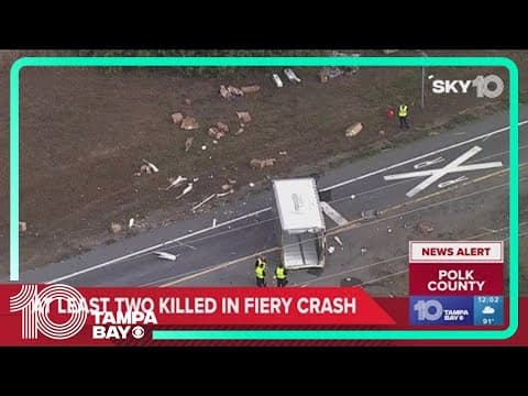 2 dead after fiery crash between semi and box truck