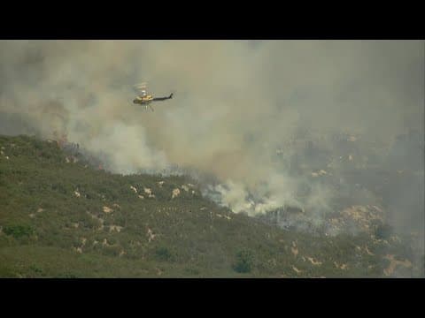Fire crews battling 20+ acre brush fire in Pine Valley near Nobel Canyon