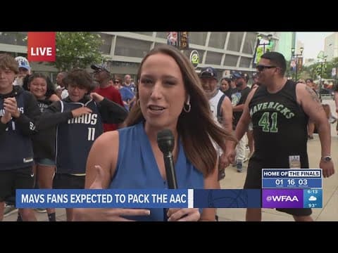 Mavs fans gathering at American Airlines Center to watch Game 5 of the NBA finals