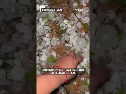 Hail pounded Needville, Texas as strong storms moved through the area