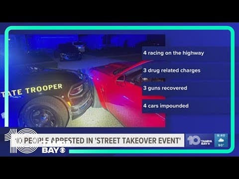 10 people arrested in 'street takeover event' in Tampa