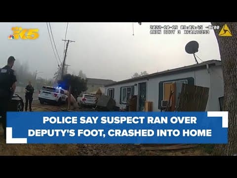 Police searching for driver who ran over deputy's foot, crashed into home