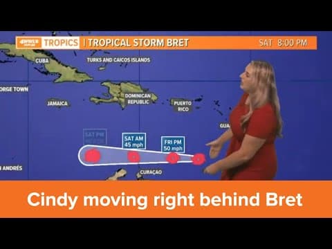 Friday Noon Tropical Update: Tropical StormCindy strengthens, Bret set to weaken soon