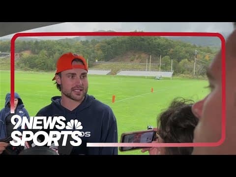 Broncos cornerback Riley Moss speaks as as team practices in West Virginia