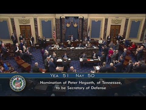 Hegseth confirmed as Trump's defense secretary in tie-breaking vote