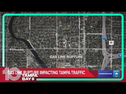 Gas line rupture causes traffic delays in Tampa Heights
