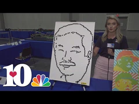 Katie shows off LEGO art of late LEGO Master Kerry Woo