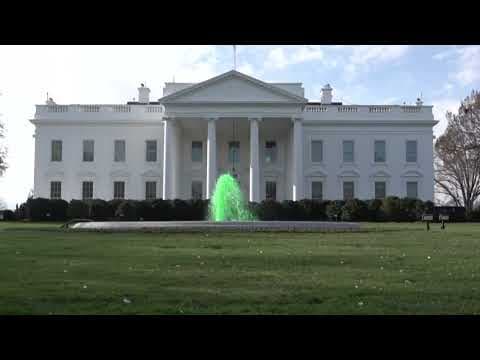 White House fountain turns green for St. Patrick's Day