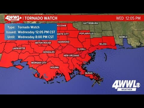 Live | Weather Impact Alert: Tornado Watch in Effect