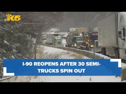 I-90 reopens after 30 semis spin out