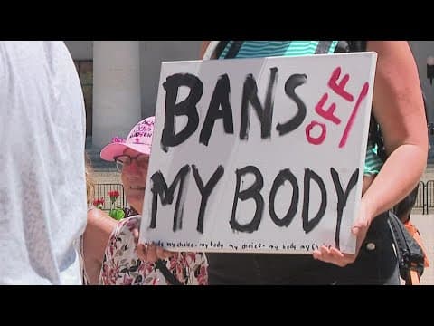 Abortion-rights activists react following Supreme Court's decision to overturn Roe v. Wade