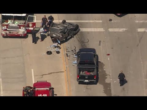 SUV flipped in crash with fire truck on Highway 288