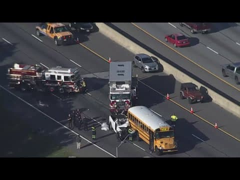 Crash involving school bus shuts down lanes on the Beltway