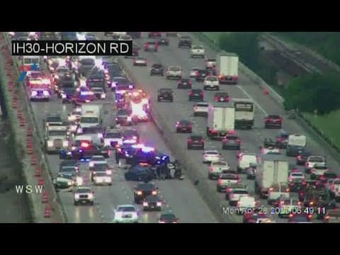 Traffic Alert: Crash closes I-30 near Lake Ray Hubbard