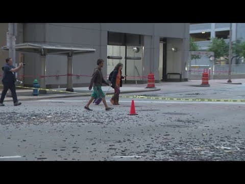 Part of downtown closed in downtown Houston as crews work to clean broken glass